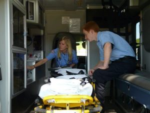 EMS workers in an ambulance