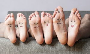 Close up of human soles with smiles